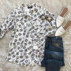 Karl Lagerfeld white & black blouse